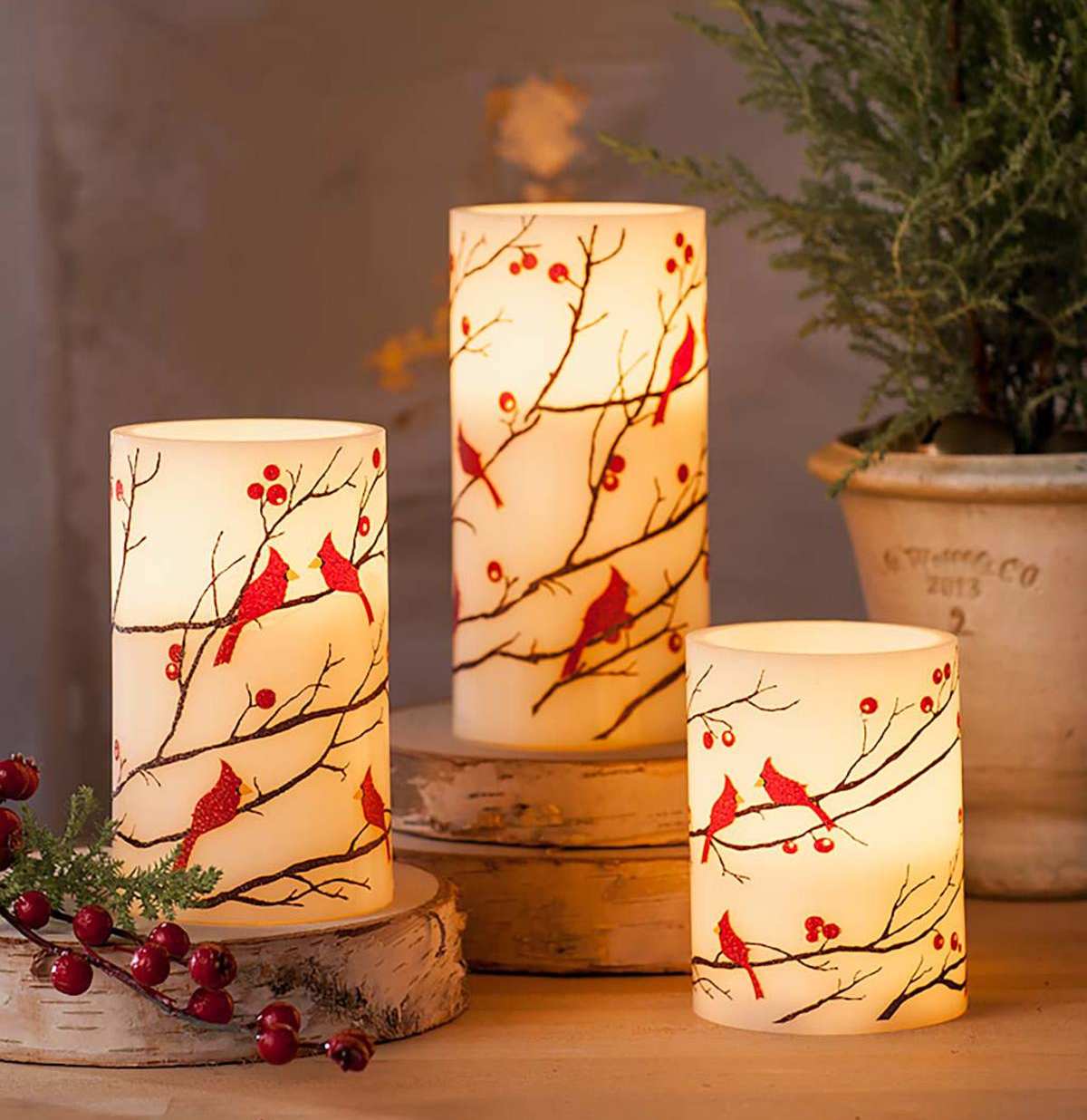 Cardinal LED Pillar Candle 3-Piece Set